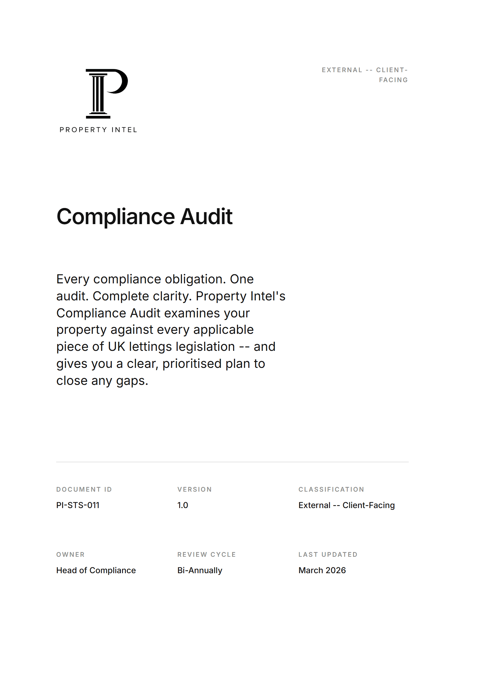 Cover preview for the Compliance Audit brochure.