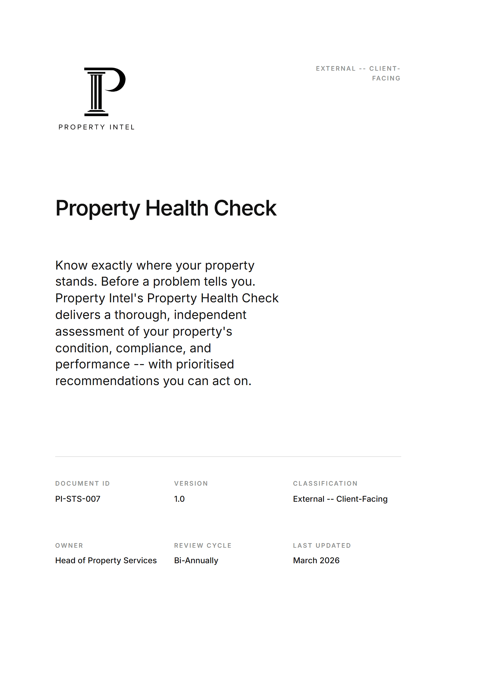 Preview of the Property Health Check brochure cover.