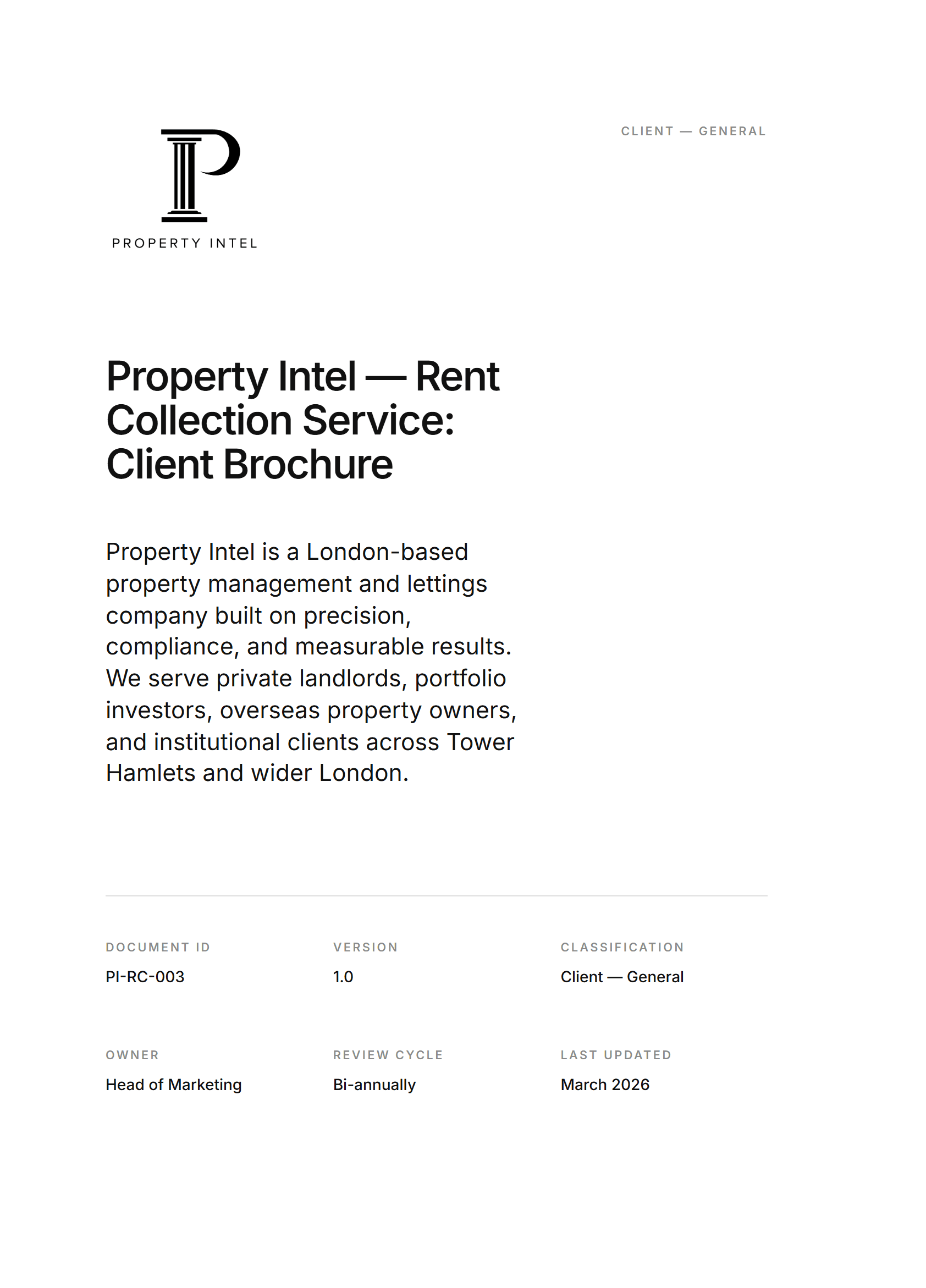 Cover preview for the Rent Collection brochure.
