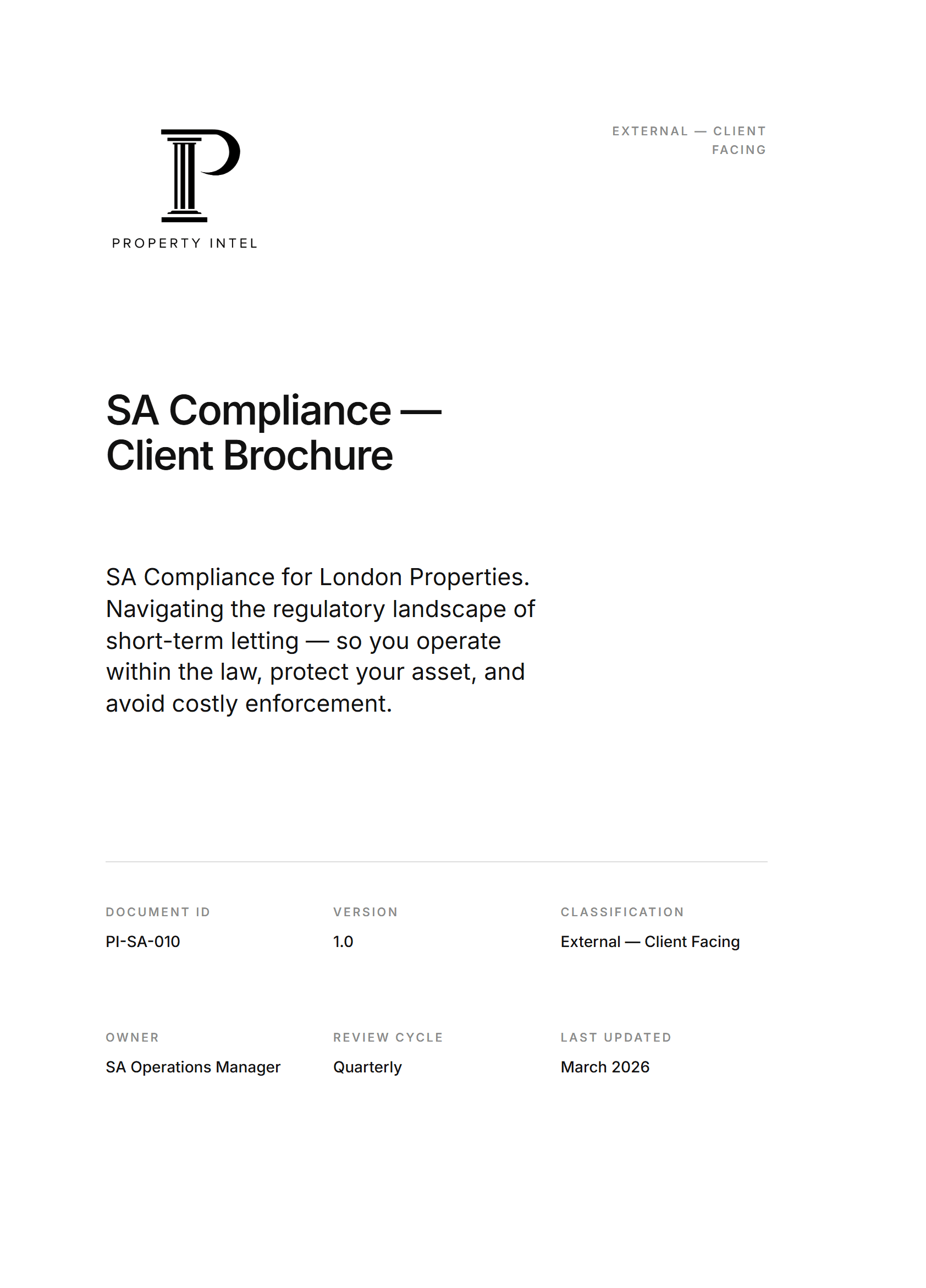 Cover preview for the Serviced Accommodation Compliance brochure.