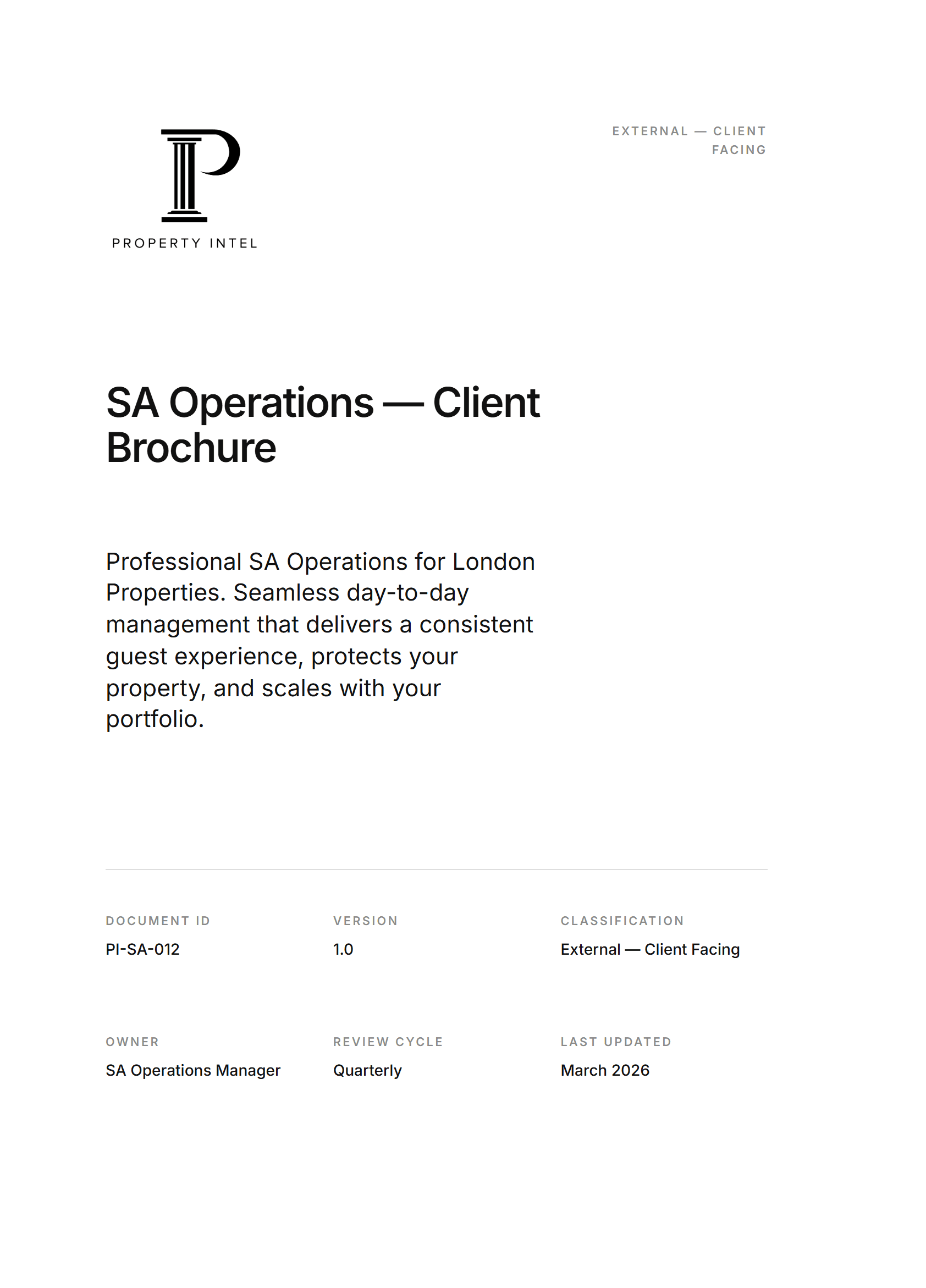 Cover preview for the Serviced Accommodation Operations brochure.