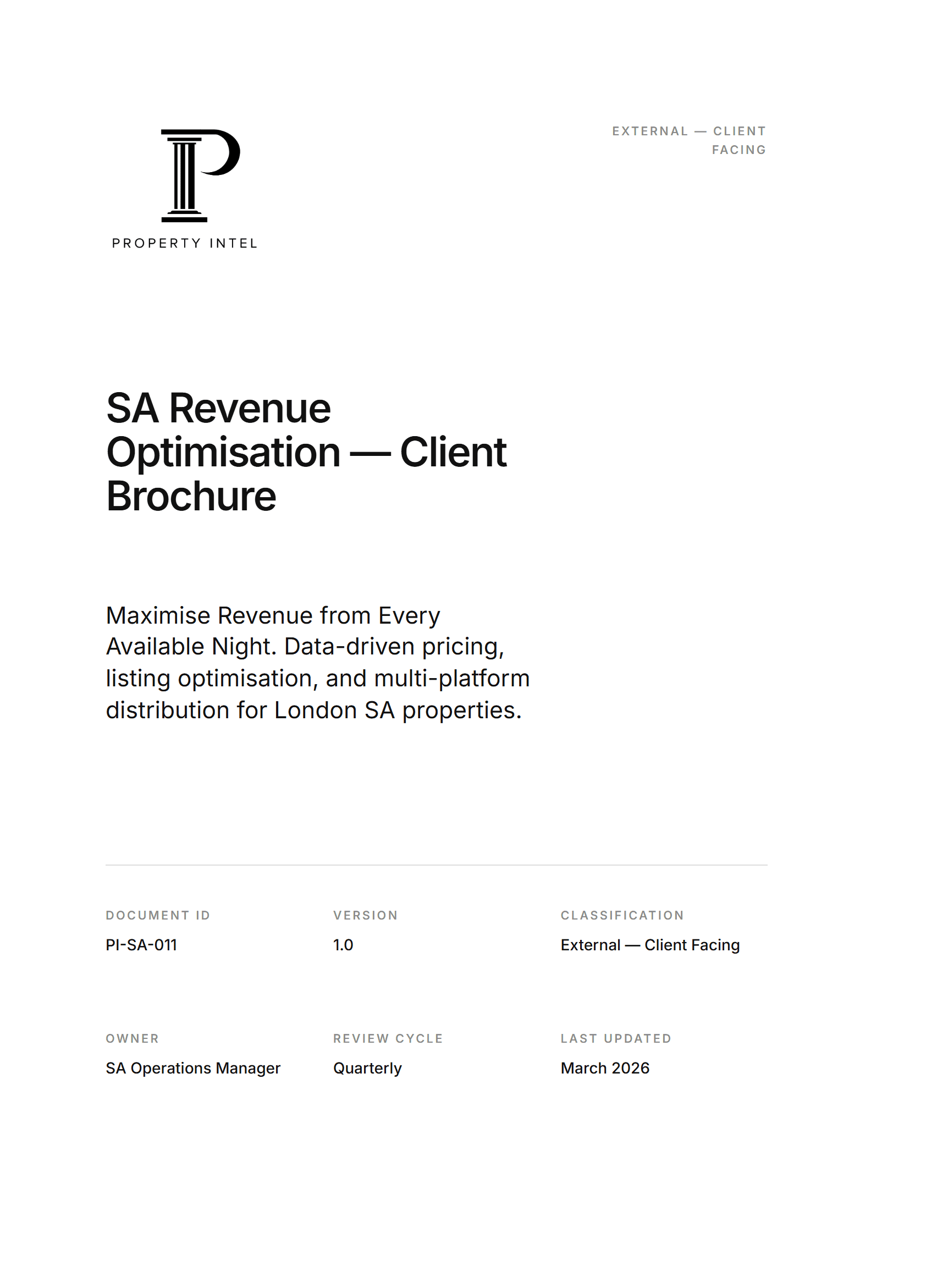 Cover preview for the Serviced Accommodation Revenue Optimisation brochure.